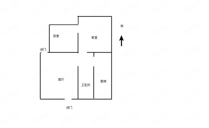 华能大厦 2室1厅1卫 65m&sup2;